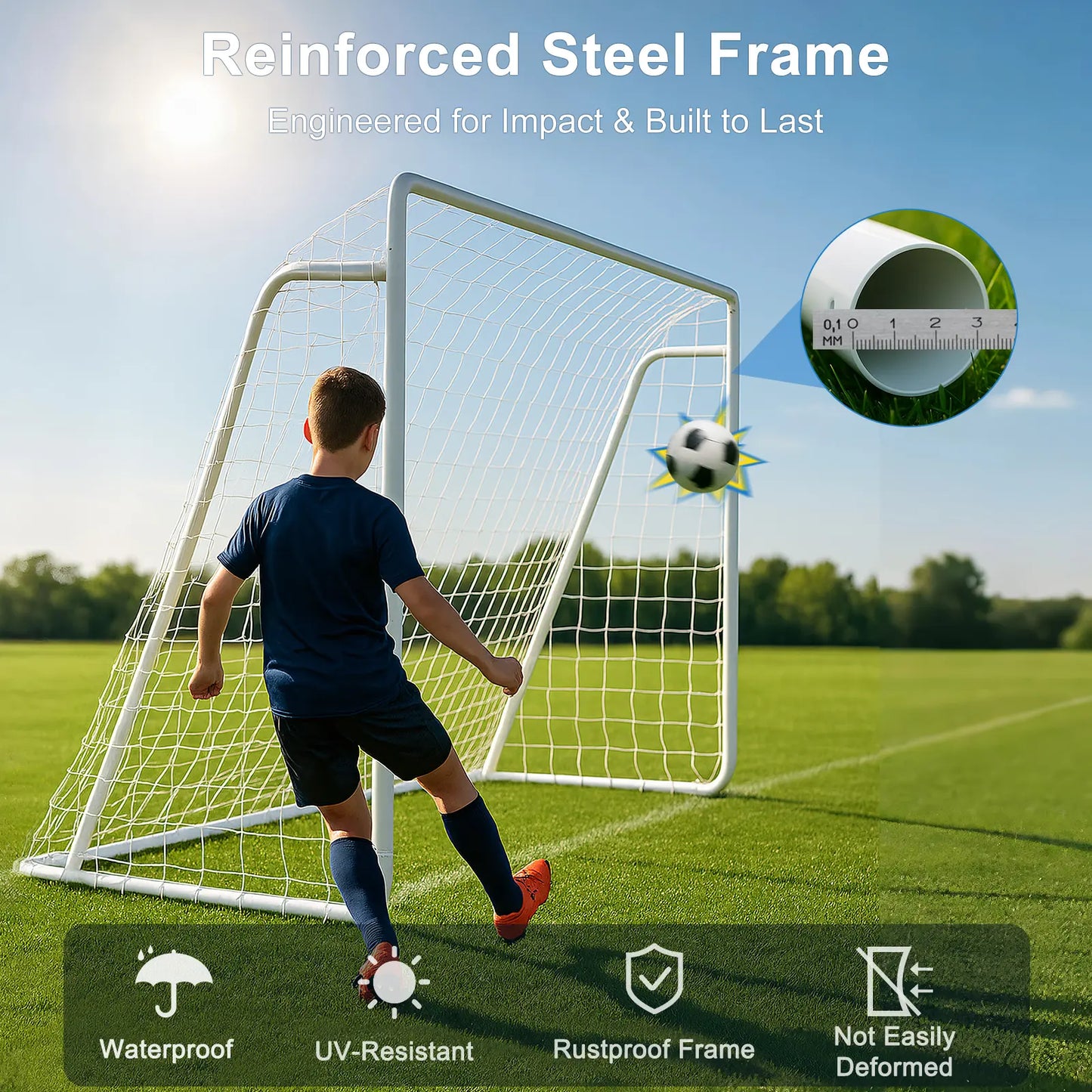 #Summervibes ABORON Soccer Goals - 12X6Ft Soccer Goals for Backyard, PE Net Metal Soccer Goal for Youth Adult, Perfect for Games Indoor Outdoor Soccer Training Equipment