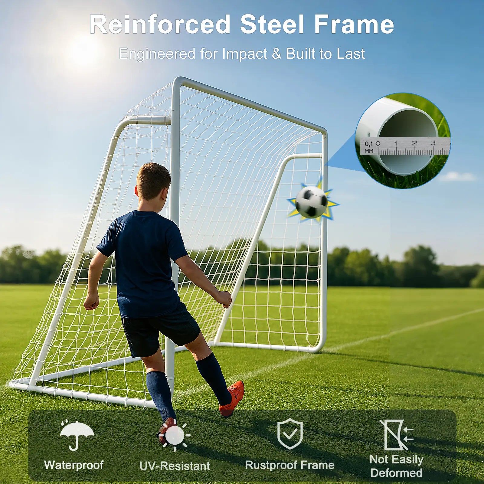 #Summervibes ABORON Soccer Goals - 12X6Ft Soccer Goals for Backyard, PE Net Metal Soccer Goal for Youth Adult, Perfect for Games Indoor Outdoor Soccer Training Equipment