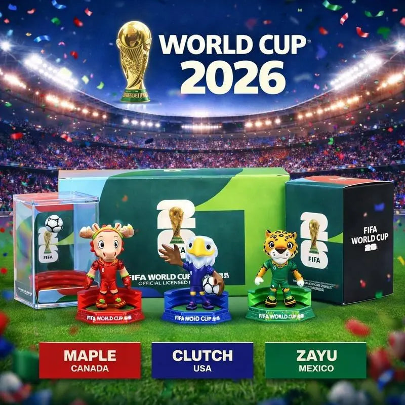 FIFA Official 2026 World Cup Licensed Mascot Collectible Figures, Compact Display Soccer Fan Toy Set