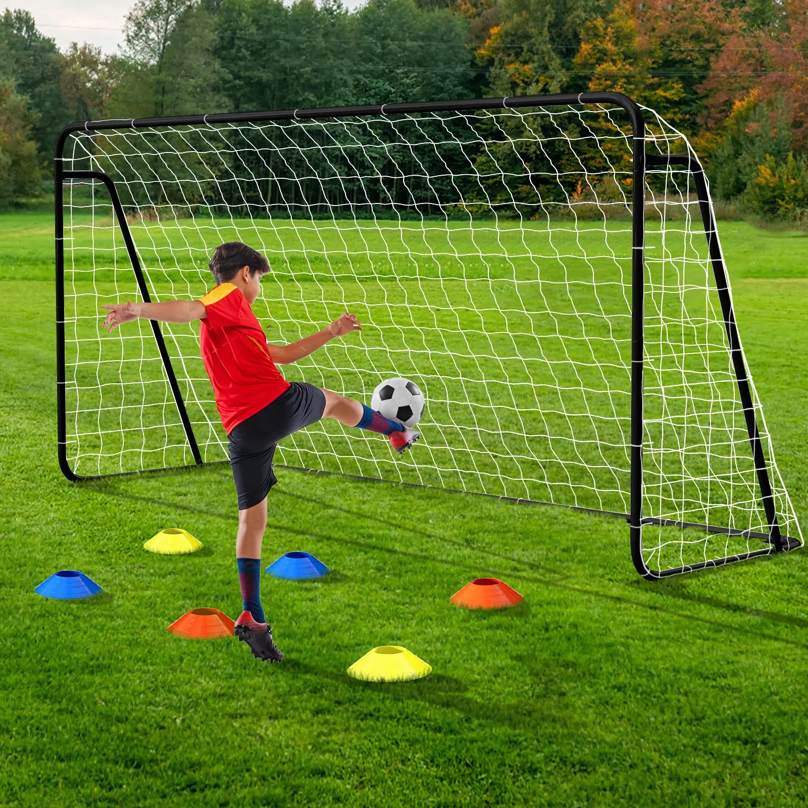#Summervibes ABORON Soccer Goals - 12X6Ft Soccer Goals for Backyard, PE Net Metal Soccer Goal for Youth Adult, Perfect for Games Indoor Outdoor Soccer Training Equipment