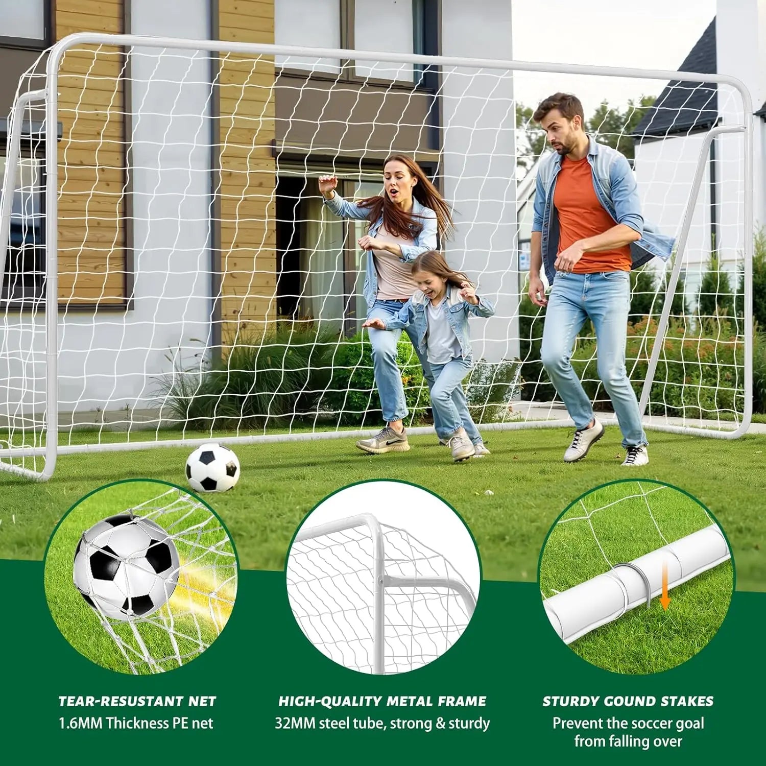 #Summervibes ABORON Soccer Goals - 12X6Ft Soccer Goals for Backyard, PE Net Metal Soccer Goal for Youth Adult, Perfect for Games Indoor Outdoor Soccer Training Equipment