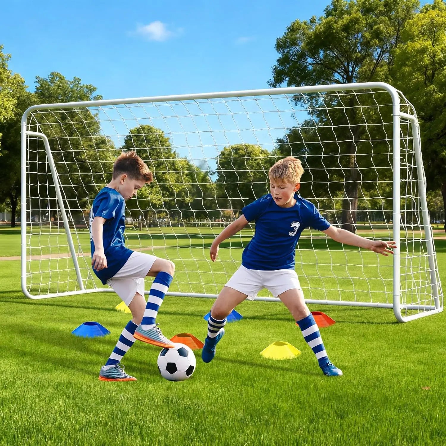 #Summervibes ABORON Soccer Goals - 12X6Ft Soccer Goals for Backyard, PE Net Metal Soccer Goal for Youth Adult, Perfect for Games Indoor Outdoor Soccer Training Equipment