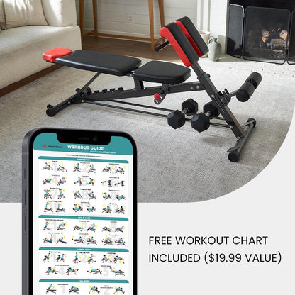 Multi-Functional FID Weight Bench for Full All-In-One Body Workout 