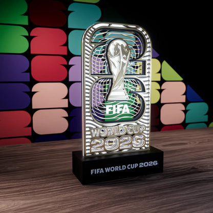 FIFA World Cup 2026 Official Licensed LED Base Acrylic Display – Layered Wood & Transparent Acrylic Panel Soccer Memorabilia, Light-Up Decor for Home, Desk, Room, Game Room & Gift Outdoorfun