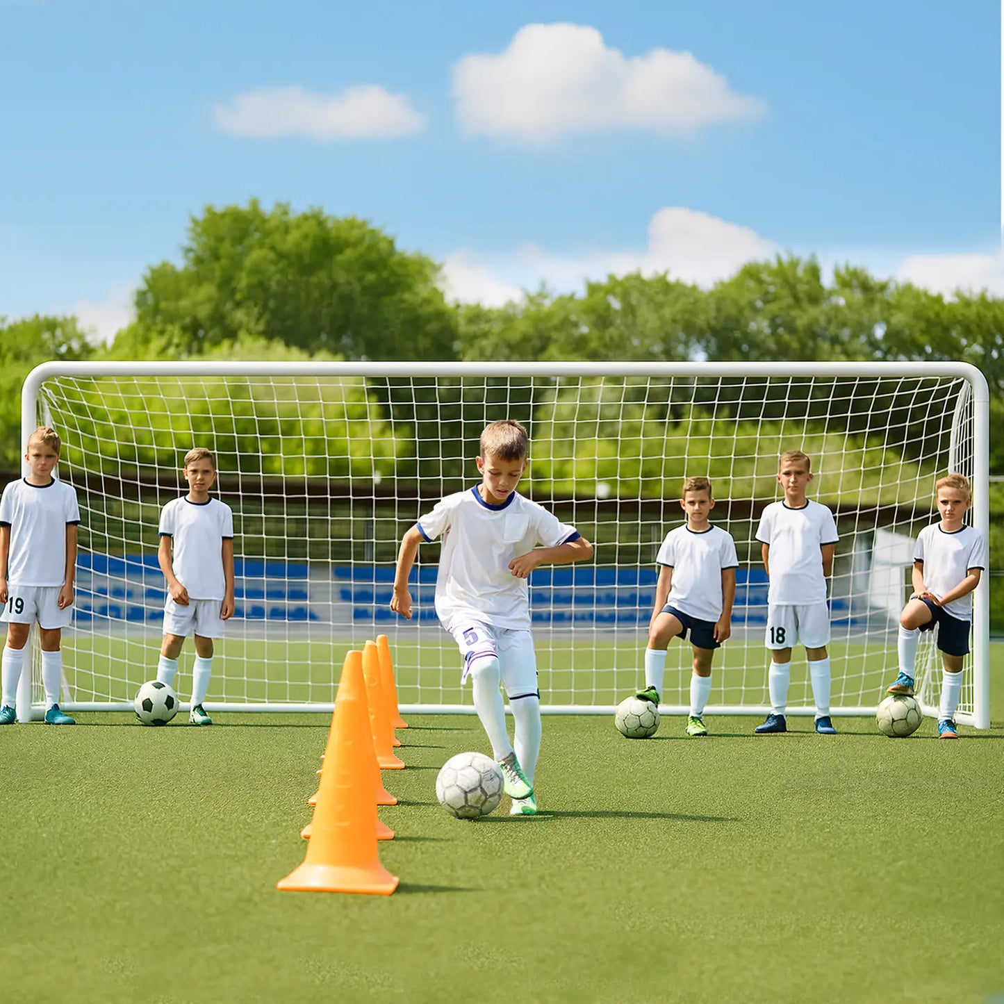 #Summervibes ABORON Soccer Goals - 12X6Ft Soccer Goals for Backyard, PE Net Metal Soccer Goal for Youth Adult, Perfect for Games Indoor Outdoor Soccer Training Equipment