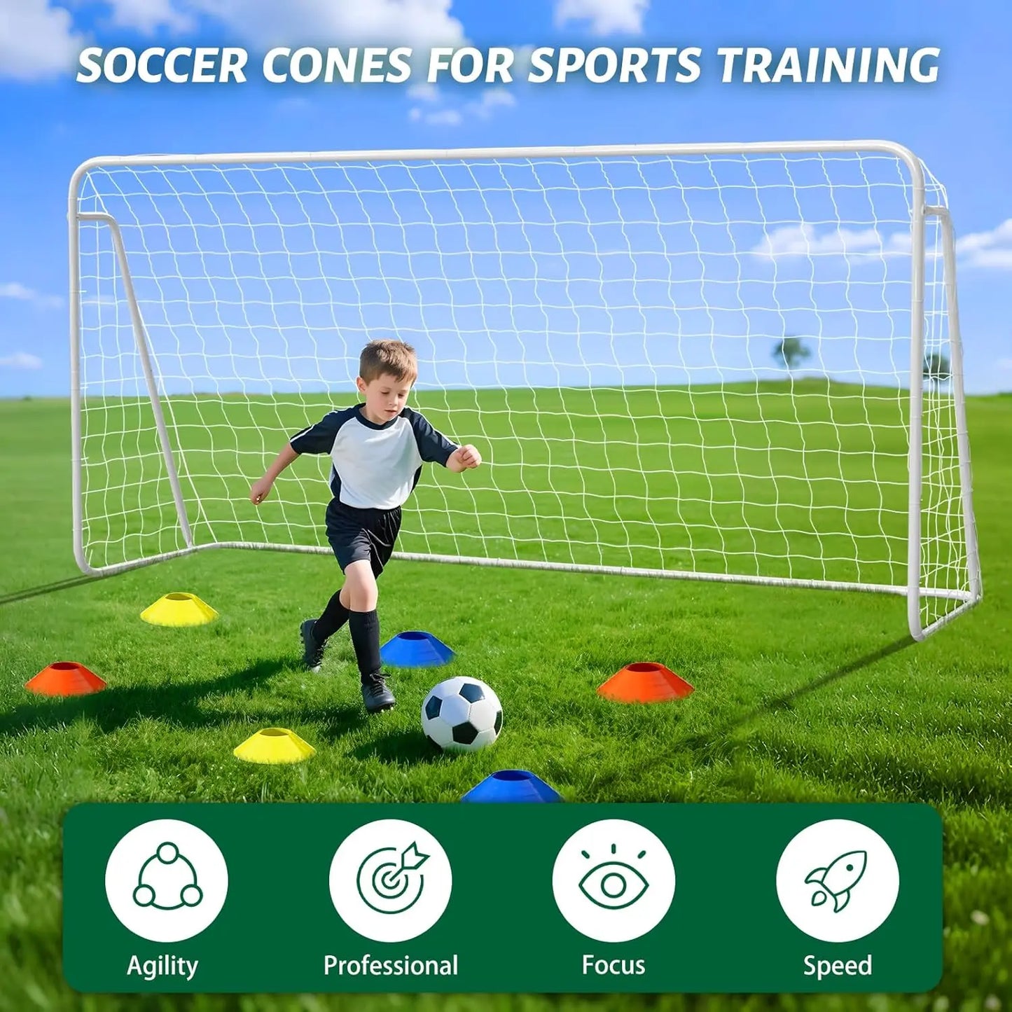 #Summervibes ABORON Soccer Goals - 12X6Ft Soccer Goals for Backyard, PE Net Metal Soccer Goal for Youth Adult, Perfect for Games Indoor Outdoor Soccer Training Equipment
