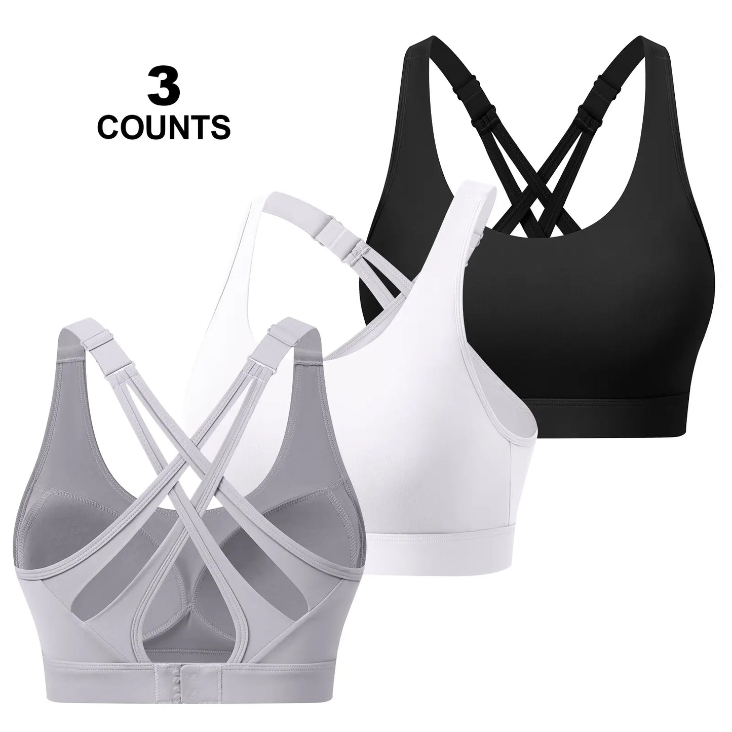 Women'S High Impact Sports Bras with Sewn in Pads,4 Row Adjustable Hook-Eye Closure,Crisscross Adjustable Straps Back,Soft and Comfortable Non-Removable Molded Cups,Women Workout Tops for Running Yoga