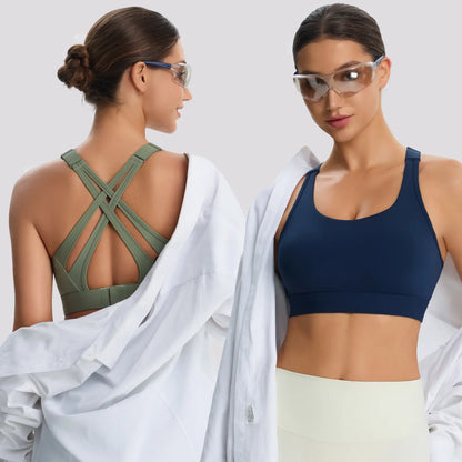 Women'S High Impact Sports Bras with Sewn in Pads,4 Row Adjustable Hook-Eye Closure,Crisscross Adjustable Straps Back,Soft and Comfortable Non-Removable Molded Cups,Women Workout Tops for Running Yoga